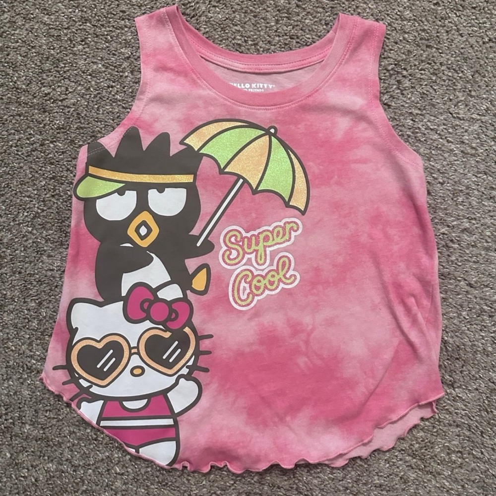Sanrio Pink Tank Top with Hello Kitty and Badtz-Maru